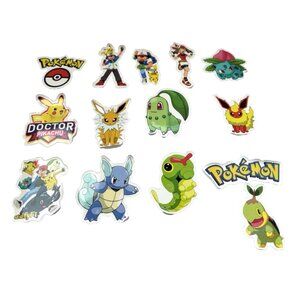 Pokémon Sticker Lot 14pc Vinyl Stickers Pikachu Eevee Cartoon Laptop NEW